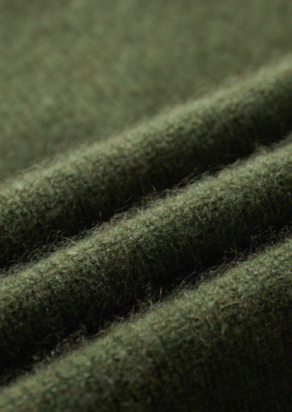 Pure Cashmere Olive Ribbed Half Zip | Portovelli