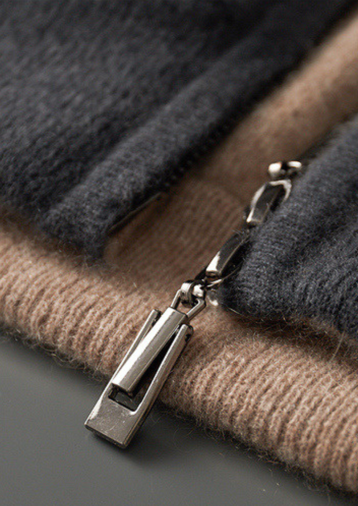 Pure Cashmere Dark Gray Dual Zip Cardigan | Portovelli