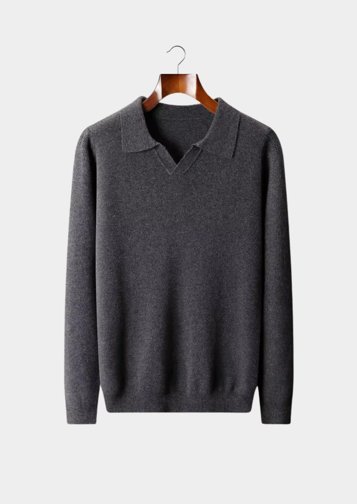 Pure Extra-Fine Merino Wool Ribbed Buttonless Polo | Portovelli