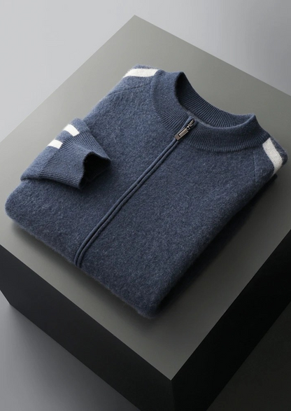Pure Extra-Fine Merino Wool Striped Cardigan | Portovelli