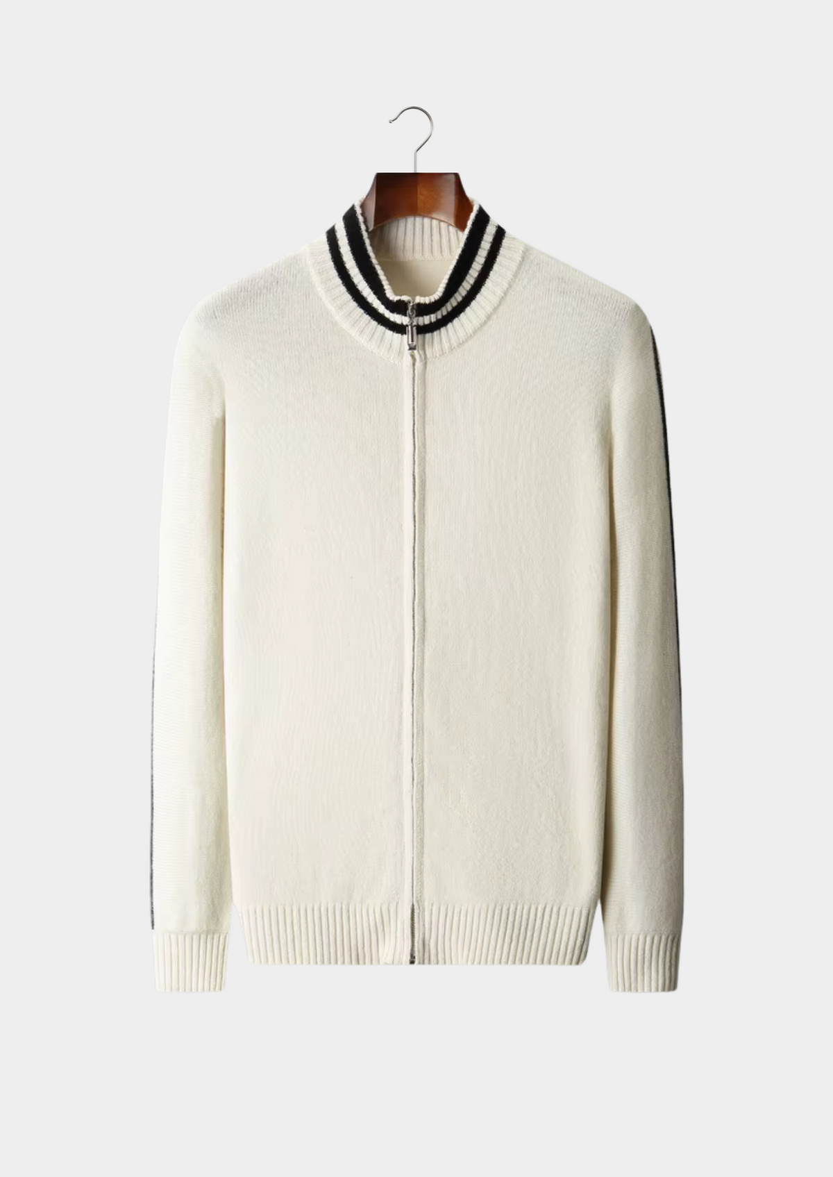 Pure Extra-Fine Merino Wool Two Tone Zip Cardigan | Portovelli