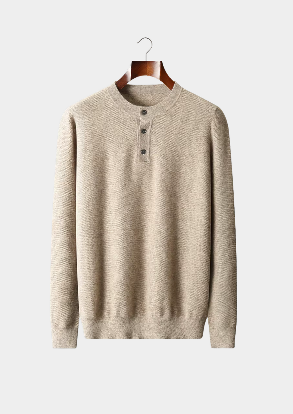 Premium Cashmere Classic Henley Sweater | Portovelli