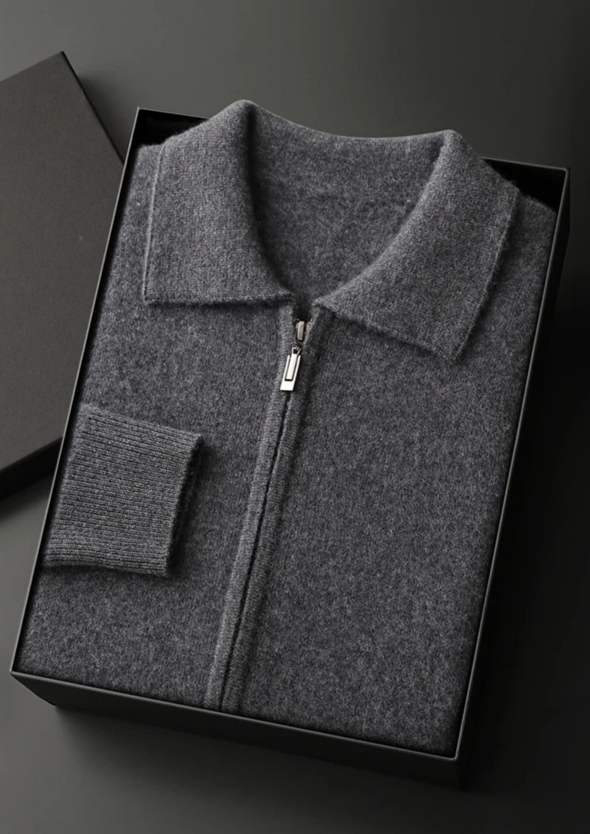 Premium Cashmere Zip Polo Cardigan | Portovelli