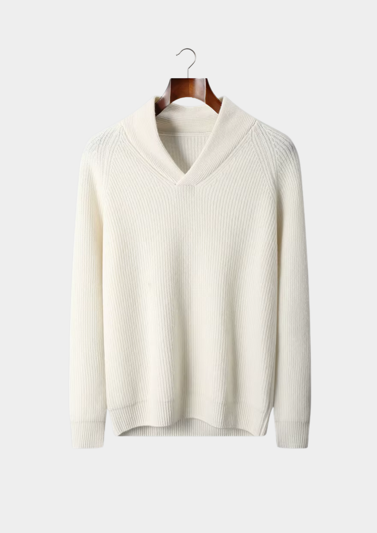 Premium Cashmere Ribbed V-Neck Sweater | Portovelli