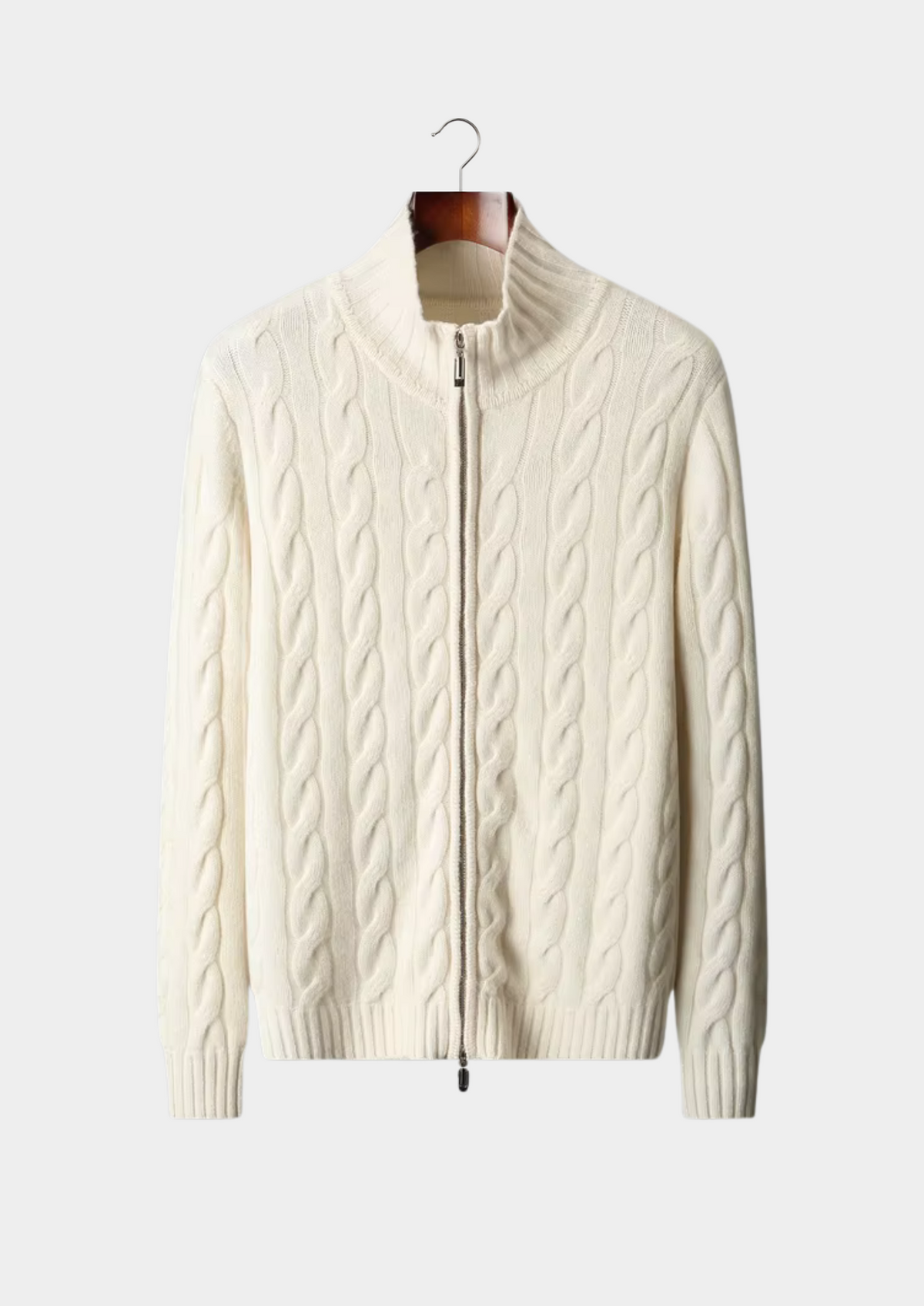 Pure Extra-Fine Merino Wool Dual-Zip Cable Cardigan | Portovelli