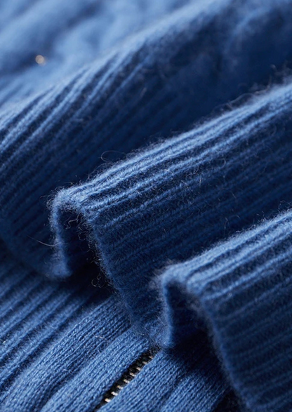 Premium Cashmere Cable Knit Zipper Hoodie | Portovelli