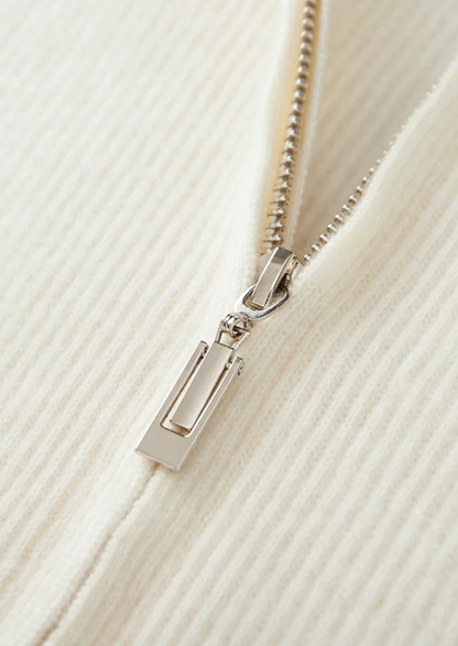 Pure Extra-Fine Merino Wool Ribbed Zipper Cardigan | Portovelli