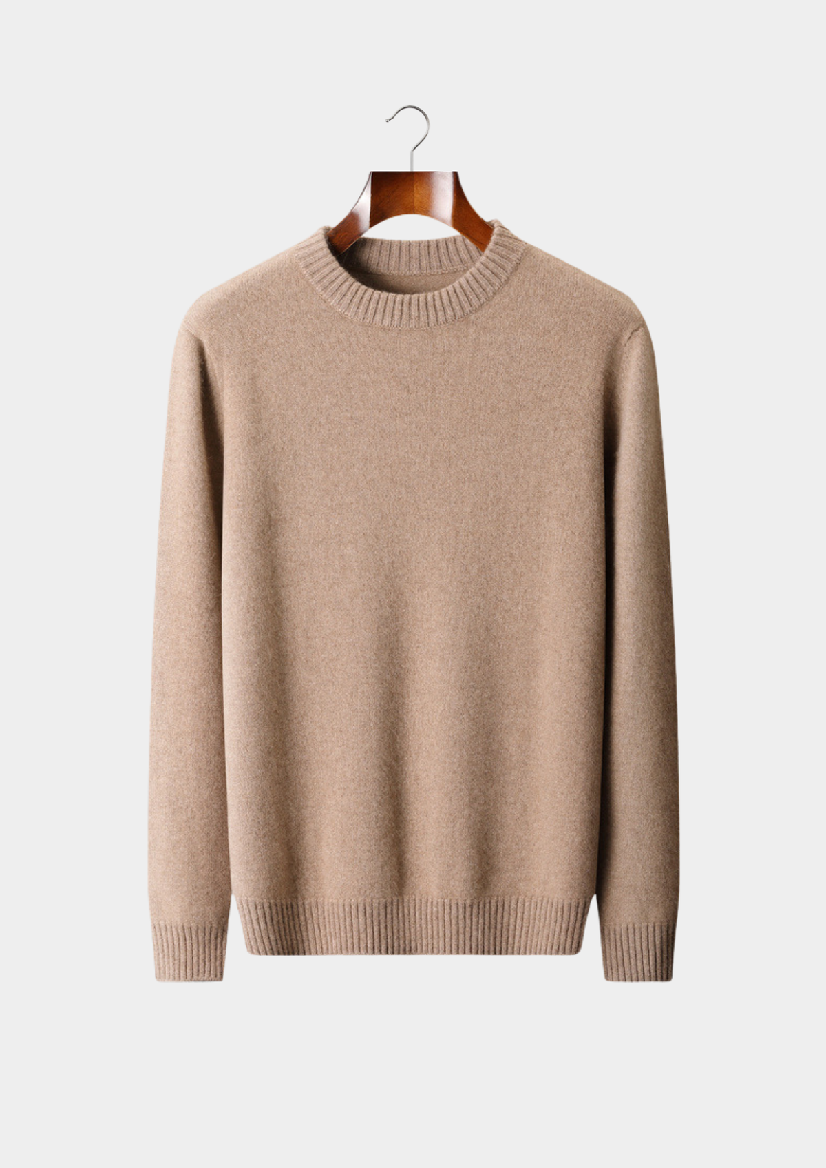 Pure Cashmere Beige Essential Crewneck | Portovelli