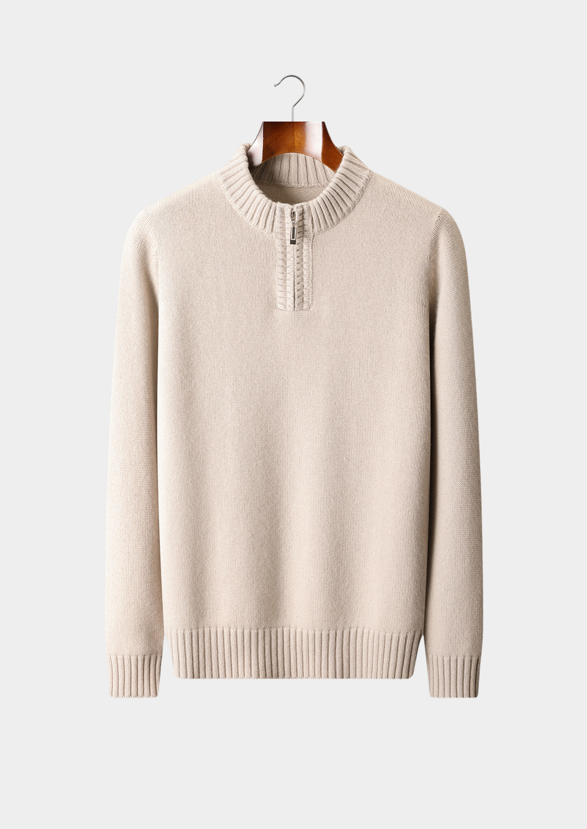 Pure Cashmere Off White Half Zip Sweater | Portovelli