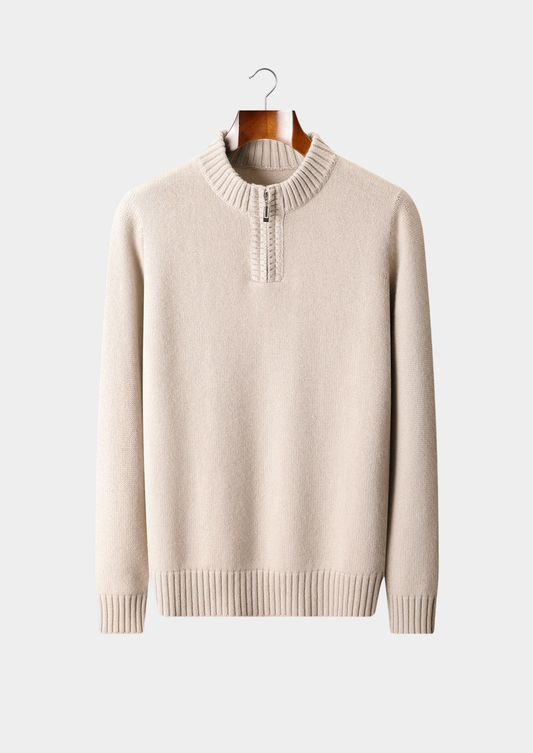 Pure Cashmere Off White Half Zip Sweater | Portovelli