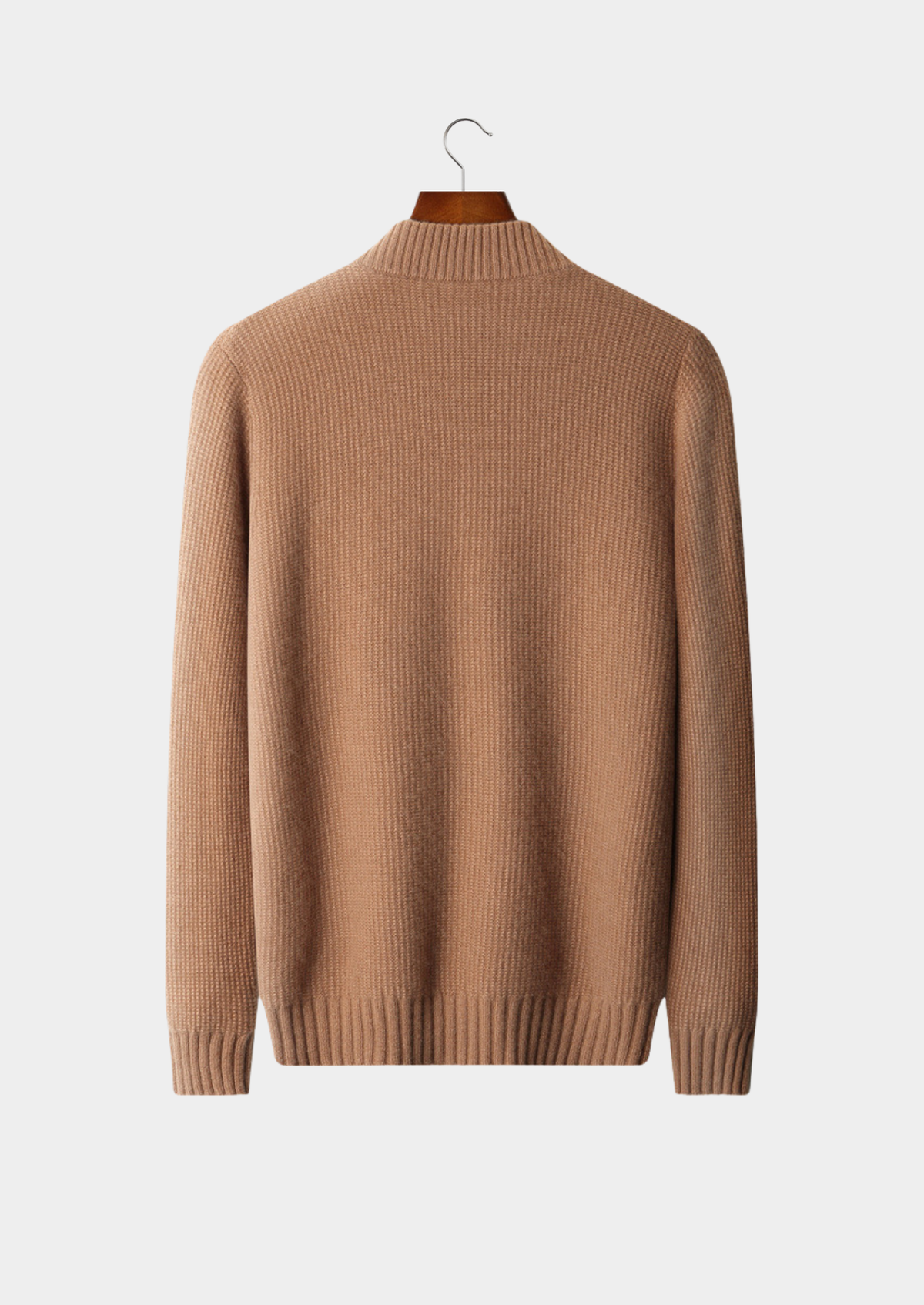 Pure Cashmere Mustard Ribbed Zip Cardigan | Portovelli