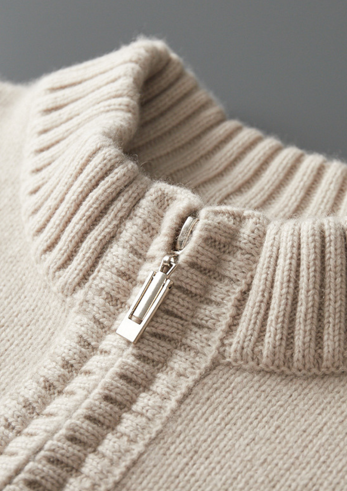 Pure Cashmere Off White Half Zip Sweater | Portovelli
