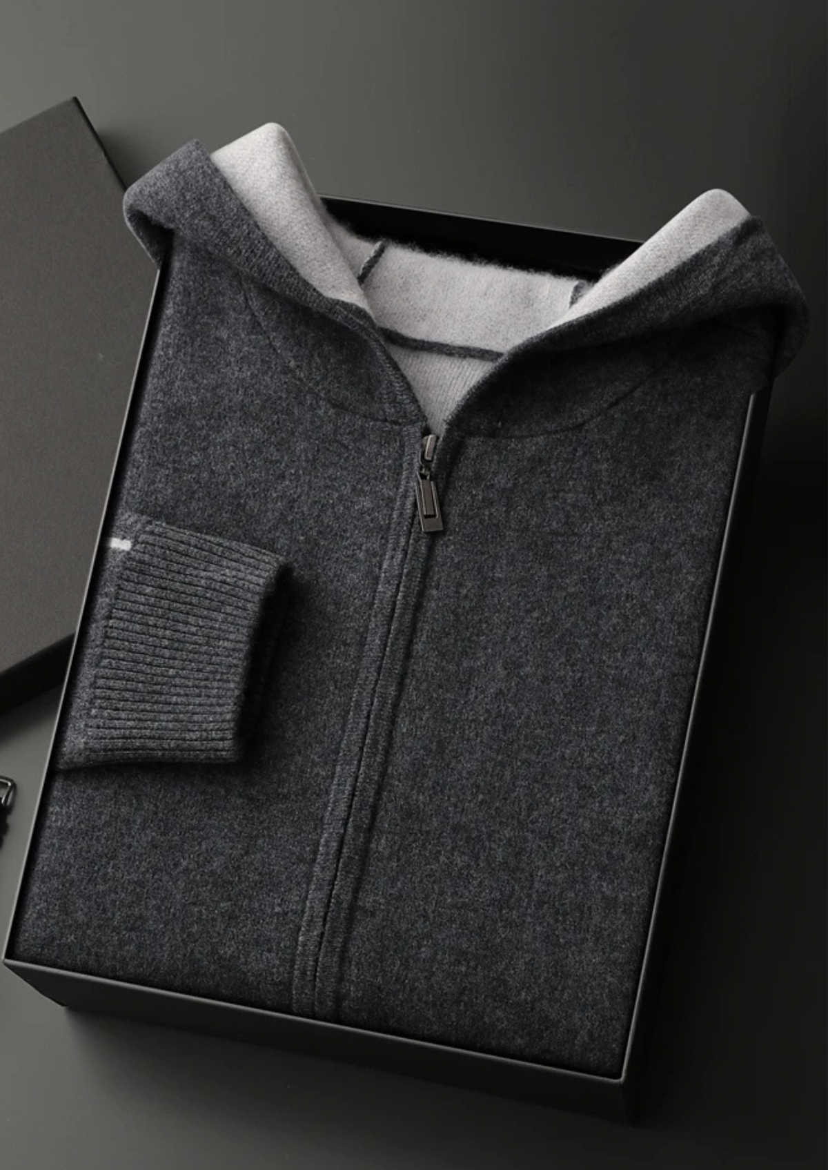 Premium Cashmere Two-Tone Zipper Hoodie | Portovelli