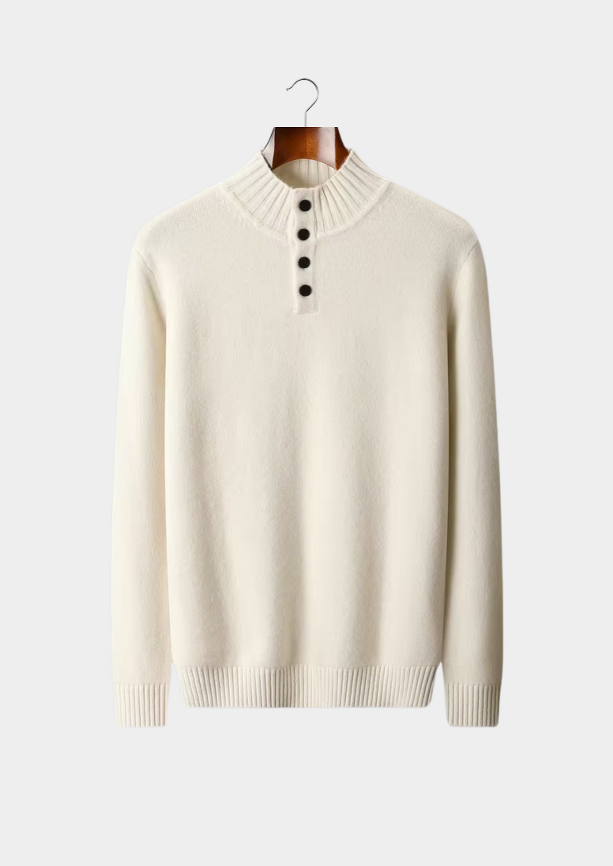 Pure Extra-Fine Merino Wool Classic Button Sweater | Portovelli