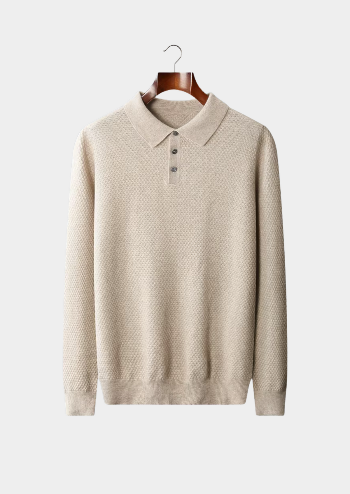 Premium Cashmere Textured Sweater Polo | Portovelli