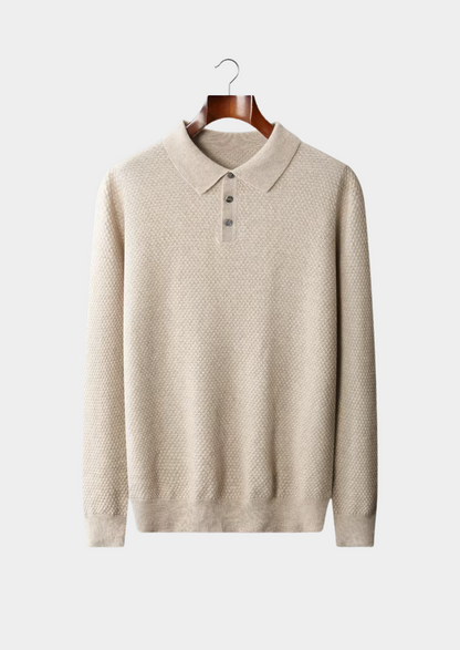 Premium Cashmere Textured Sweater Polo | Portovelli