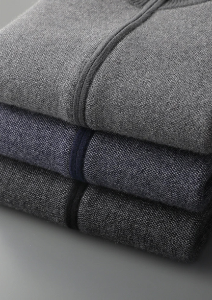 Premium Cashmere Jacquard Zip Cardigan | Portovelli