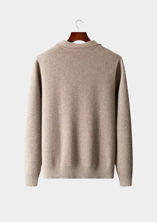 Pure Extra-Fine Merino Wool Zip Polo Cardigan | Portovelli