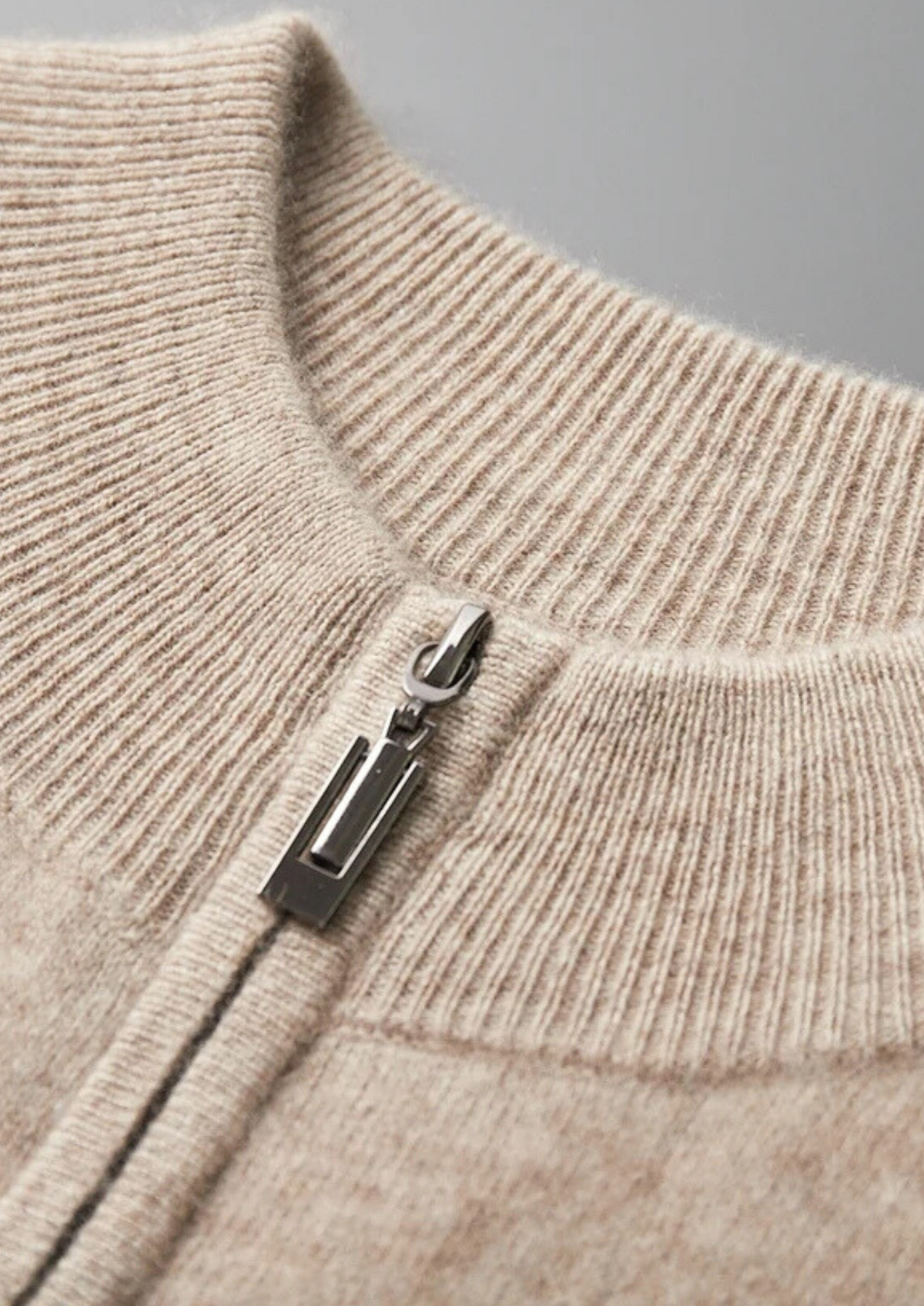 Premium Cashmere Two Tone Zip Cardigan | Portovelli