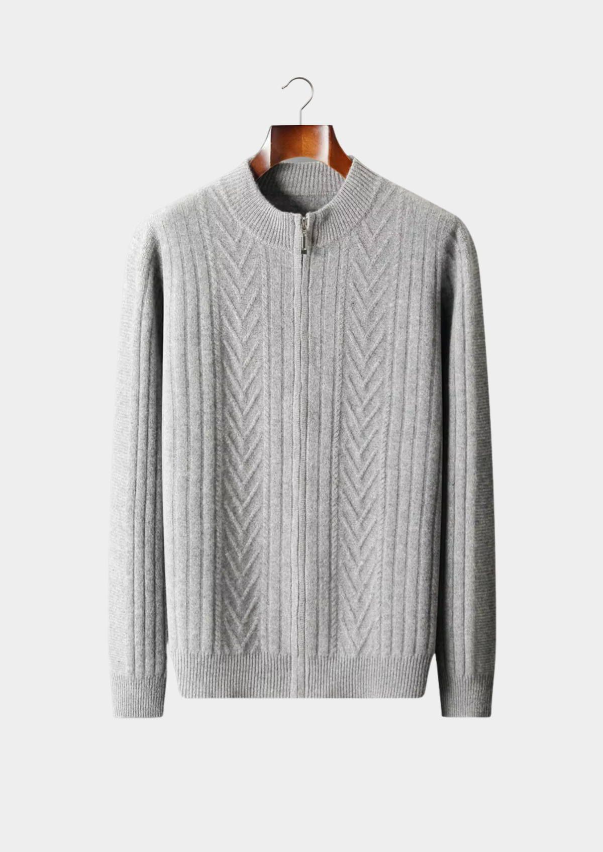 Pure Extra-Fine Merino Wool Patterned Zip Cardigan | Portovelli