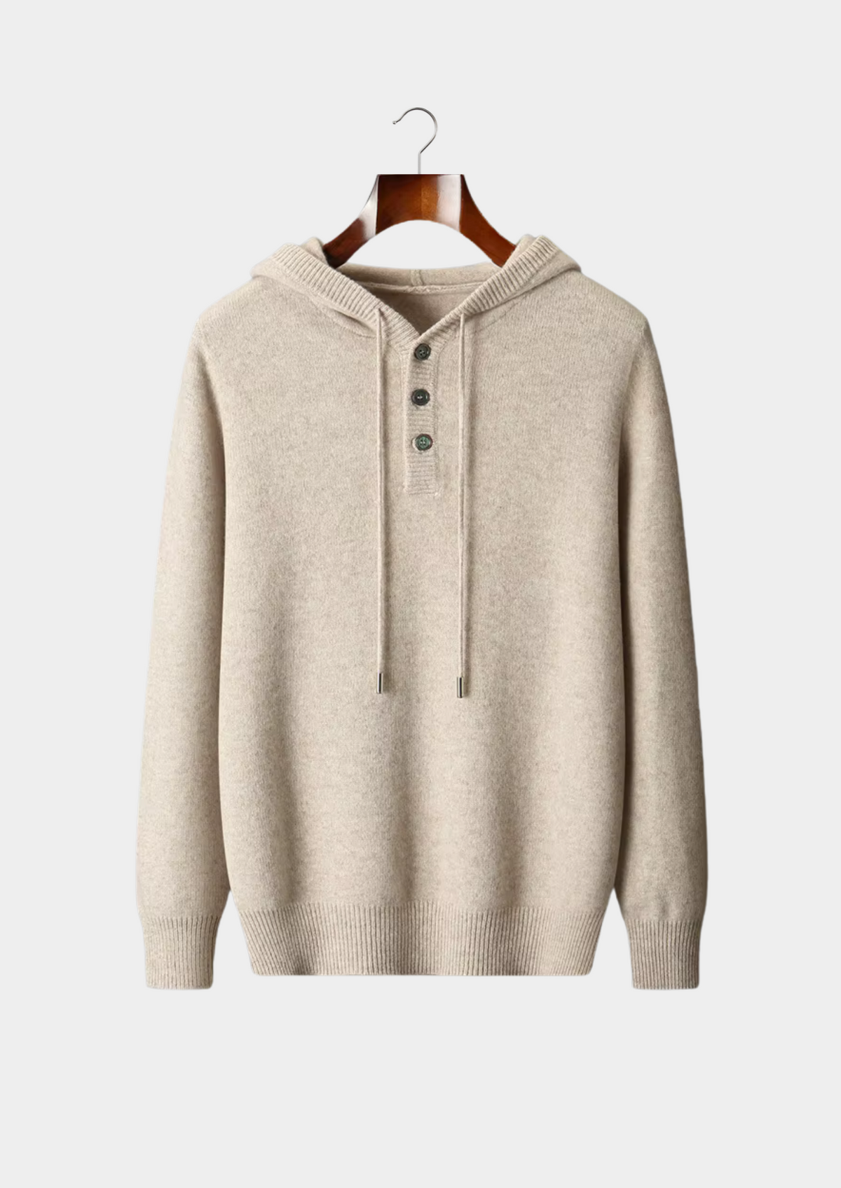 Pure Extra-Fine Merino Wool Button Hoodie | Portovelli
