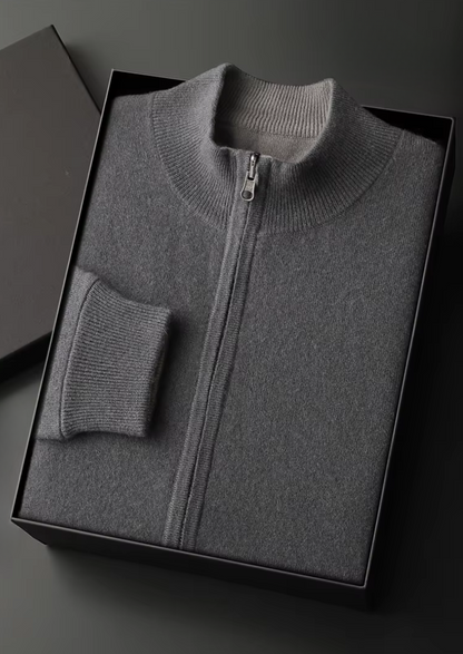 Pure Extra-Fine Merino Wool Zip Cardigan | Portovelli