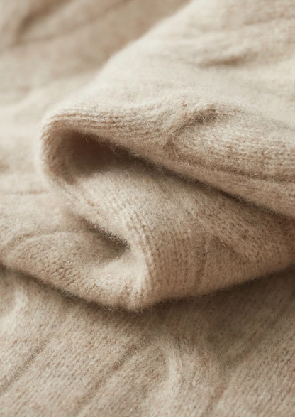 Pure Extra-Fine Merino Wool Cable Half Zip | Portovelli