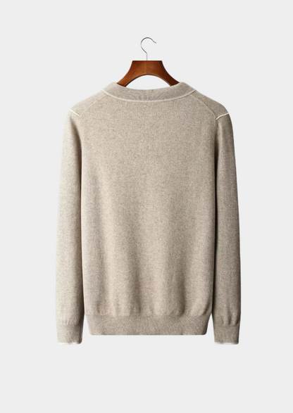 Premium Cashmere Two Tone Button Polo | Portovelli