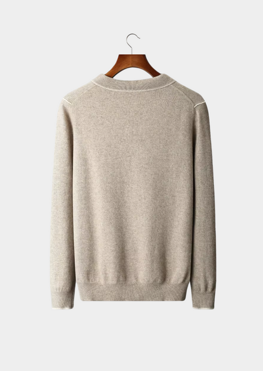 Premium Cashmere Two Tone Button Polo | Portovelli