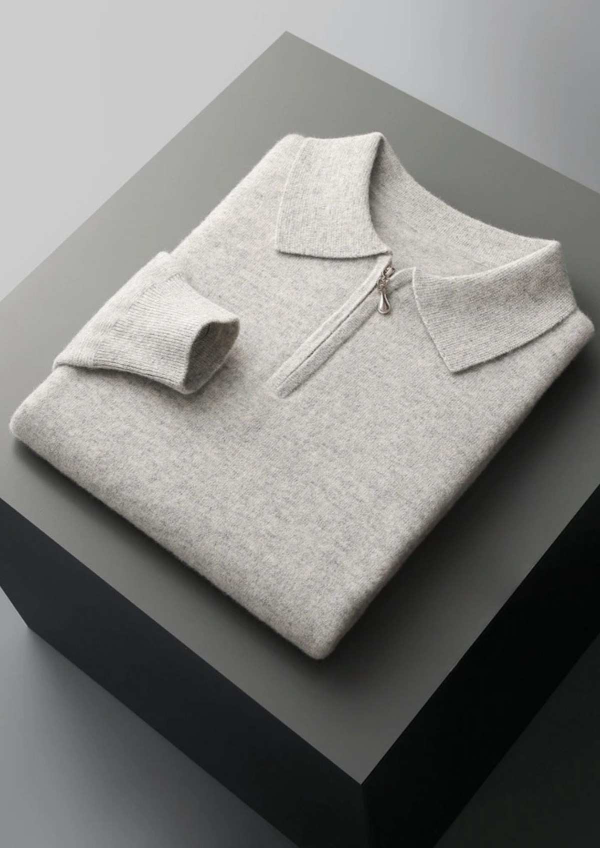 Pure Extra-Fine Merino Wool Half Zip Polo | Portovelli