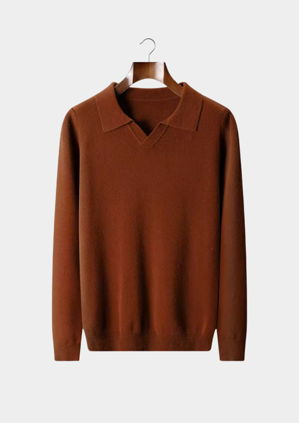 Pure Extra-Fine Merino Wool Ribbed Buttonless Polo | Portovelli