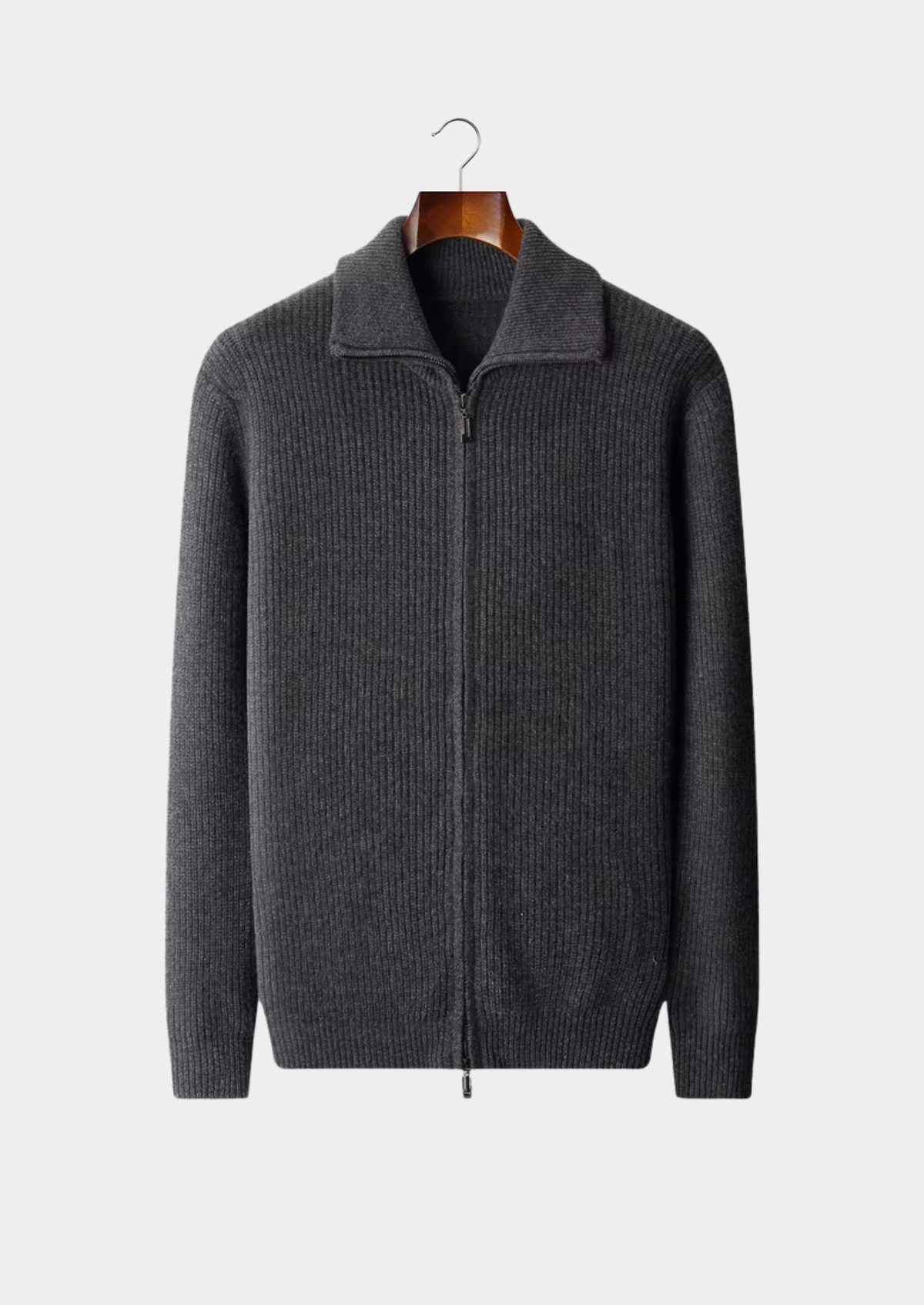 Pure Extra-Fine Merino Wool Funnel Neck Dual Zip Cardigan | Portovelli