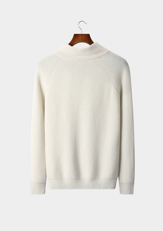 Premium Cashmere Ribbed V-Neck Sweater | Portovelli