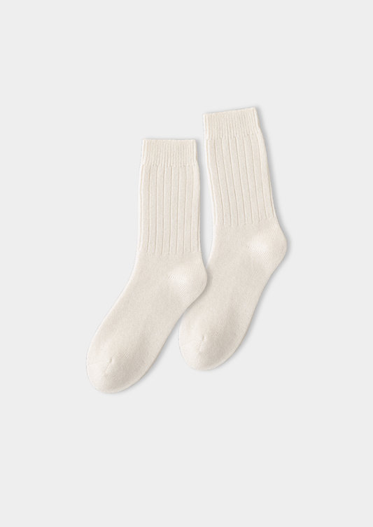 Ivory Ultra-Soft Ribbed Merino Wool Socks | Portovelli
