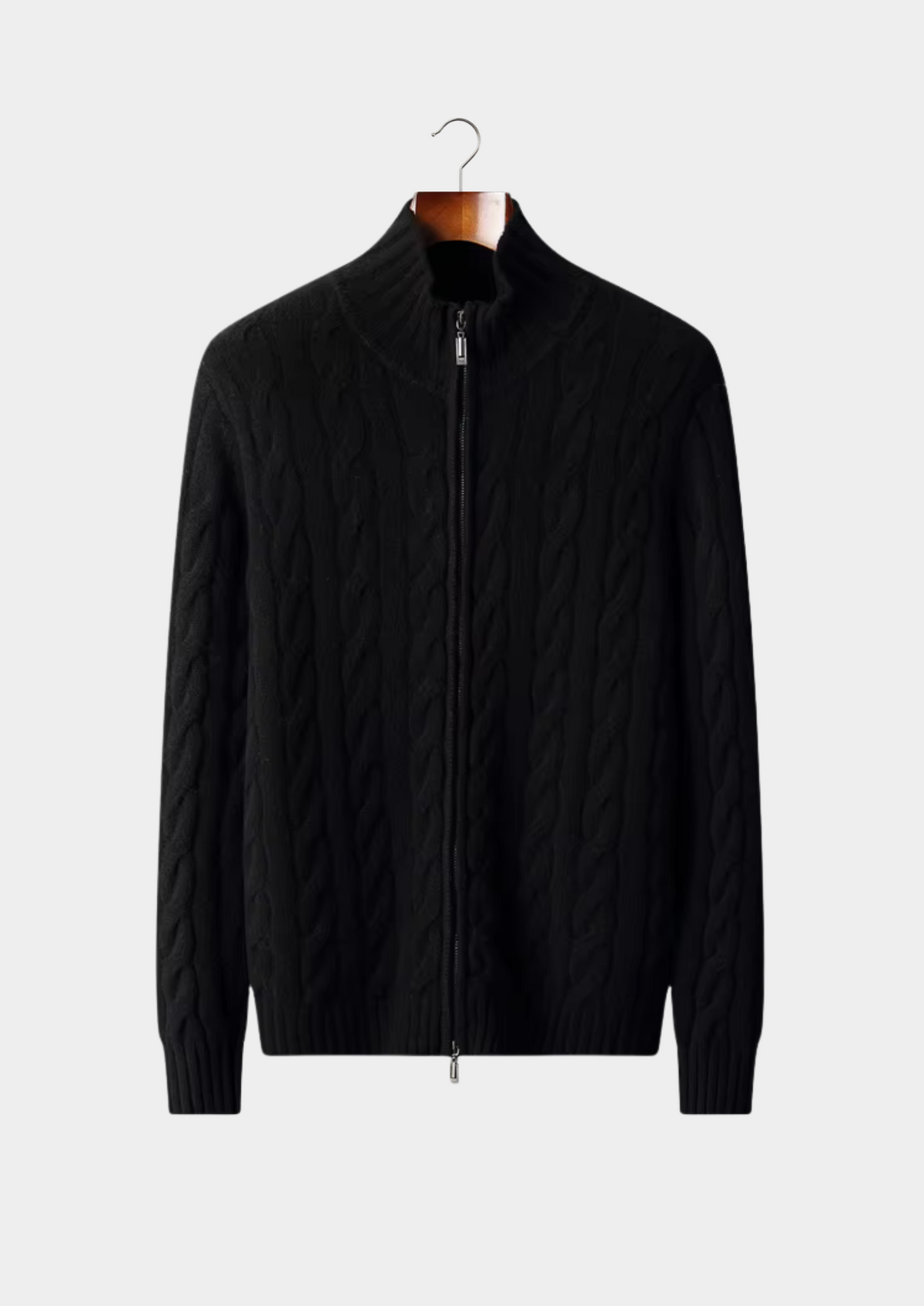 Pure Extra-Fine Merino Wool Dual-Zip Cable Cardigan | Portovelli