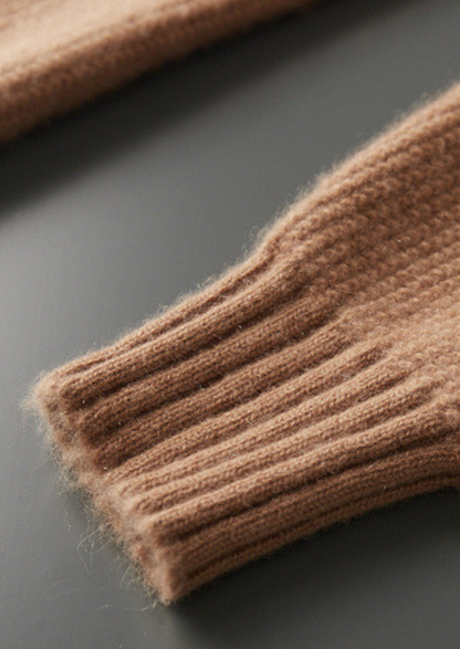 Pure Cashmere Mustard Ribbed Zip Cardigan | Portovelli