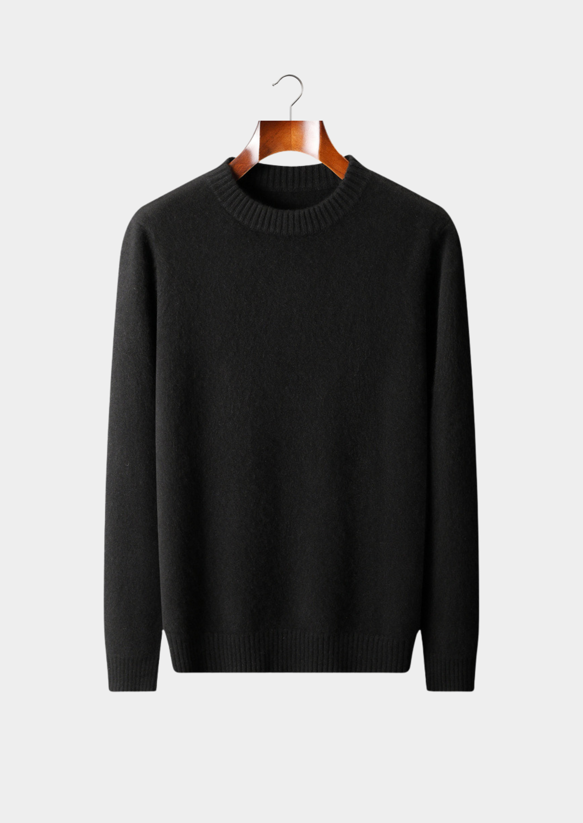 Pure Cashmere Black Essential Crewneck | Portovelli