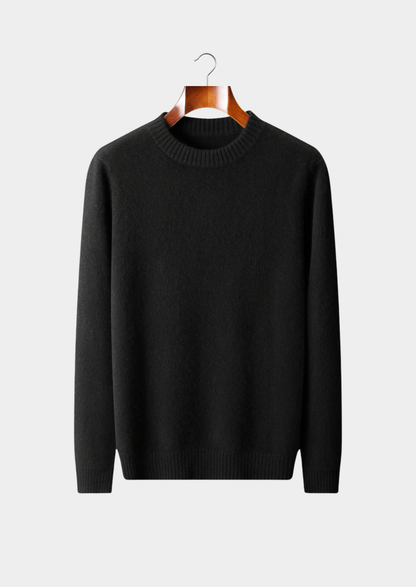 Pure Cashmere Black Essential Crewneck | Portovelli