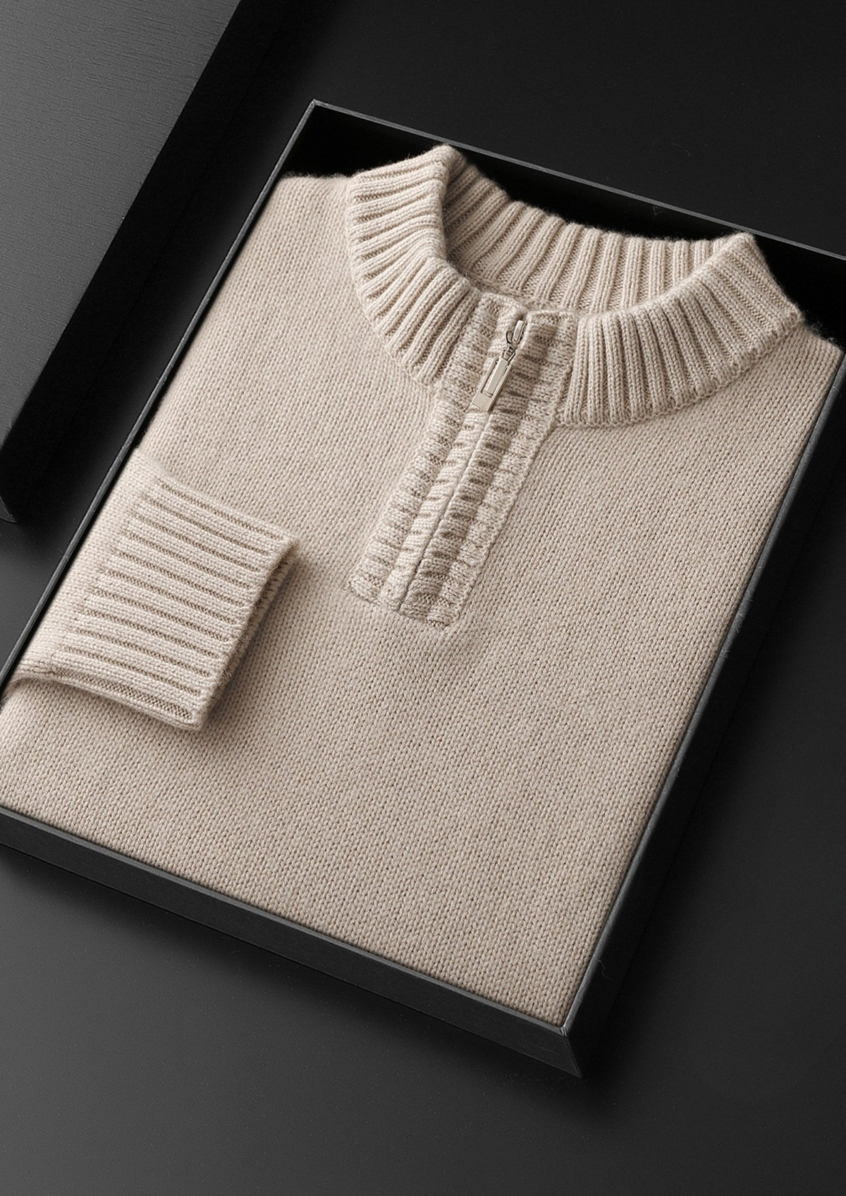 Pure Cashmere Off White Half Zip Sweater | Portovelli