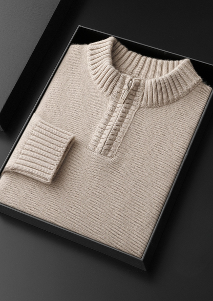 Pure Cashmere Off White Half Zip Sweater | Portovelli