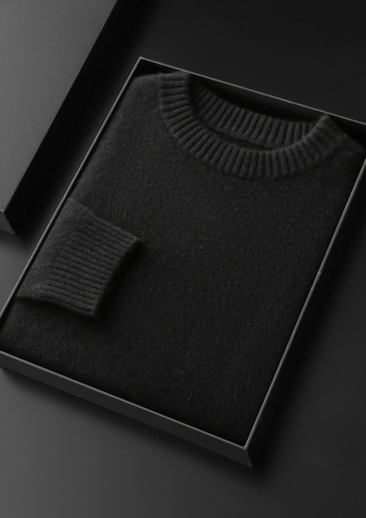 Pure Cashmere Black Essential Crewneck | Portovelli