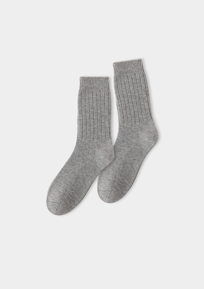 Light Gray Ultra-Soft Ribbed Merino Wool Socks | Portovelli