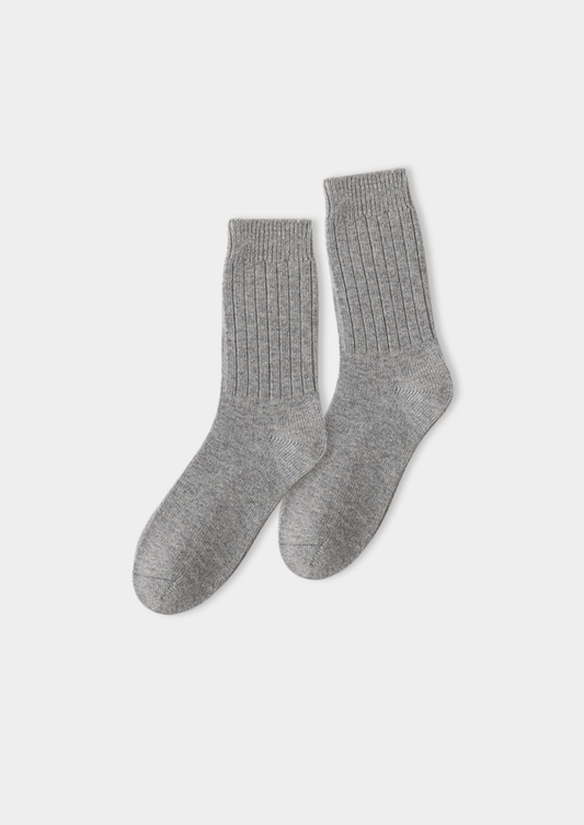 Light Gray Ultra-Soft Ribbed Merino Wool Socks | Portovelli