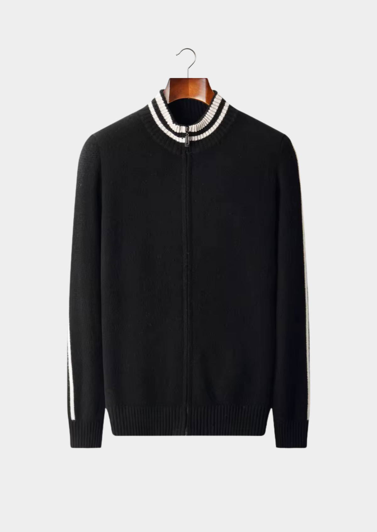 Pure Extra-Fine Merino Wool Two Tone Zip Cardigan | Portovelli