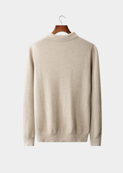 Premium Cashmere Textured Sweater Polo | Portovelli