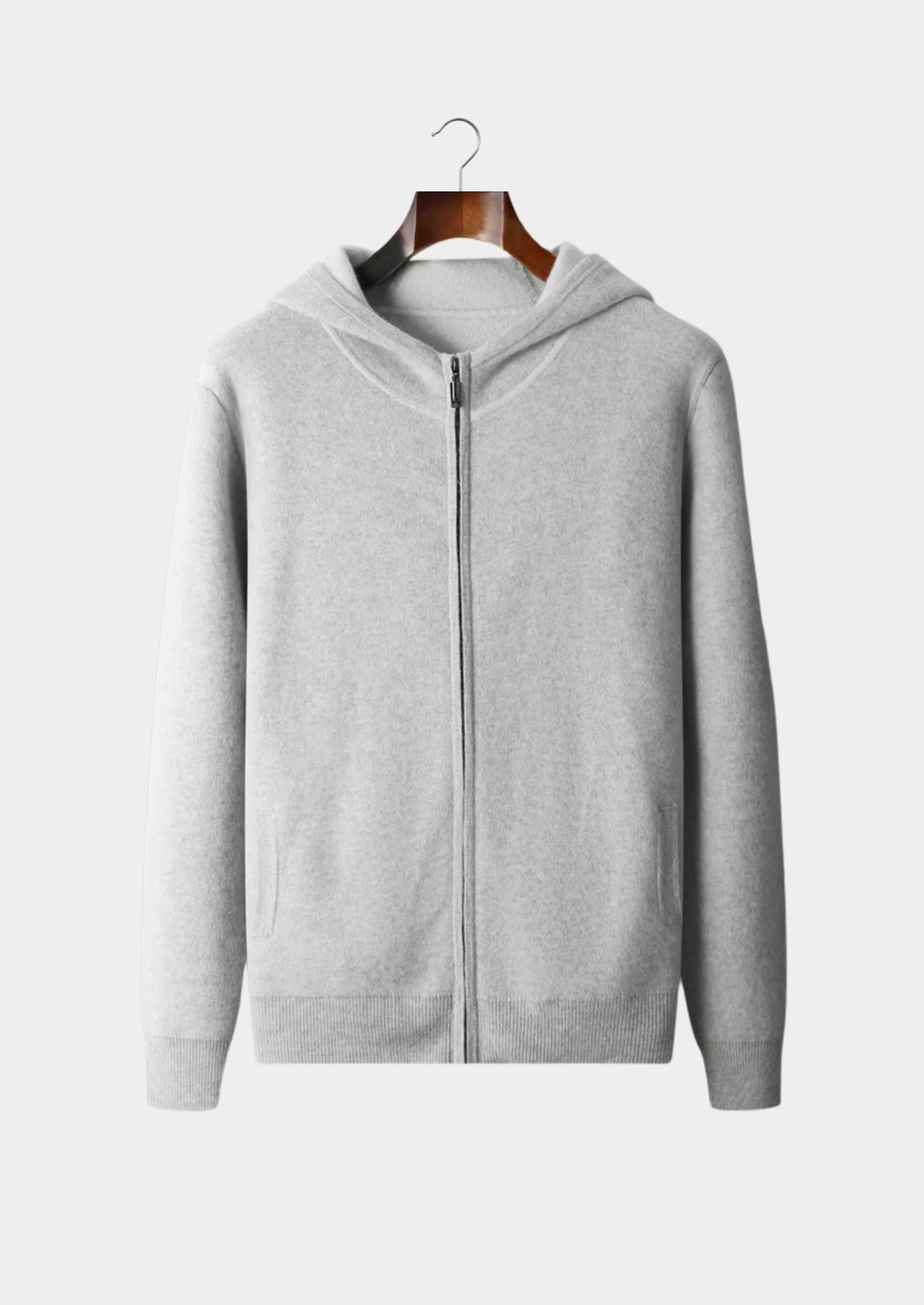 Premium Cashmere Two Tone Zipper Hoodie | Portovelli