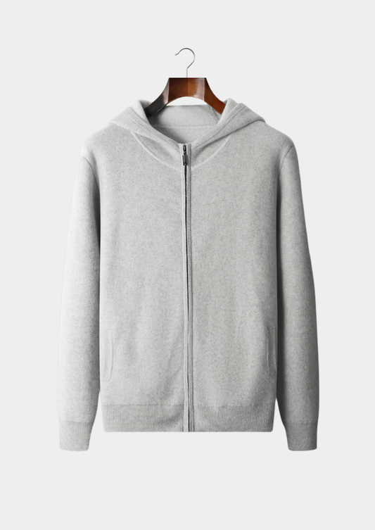 Premium Cashmere Two Tone Zipper Hoodie | Portovelli