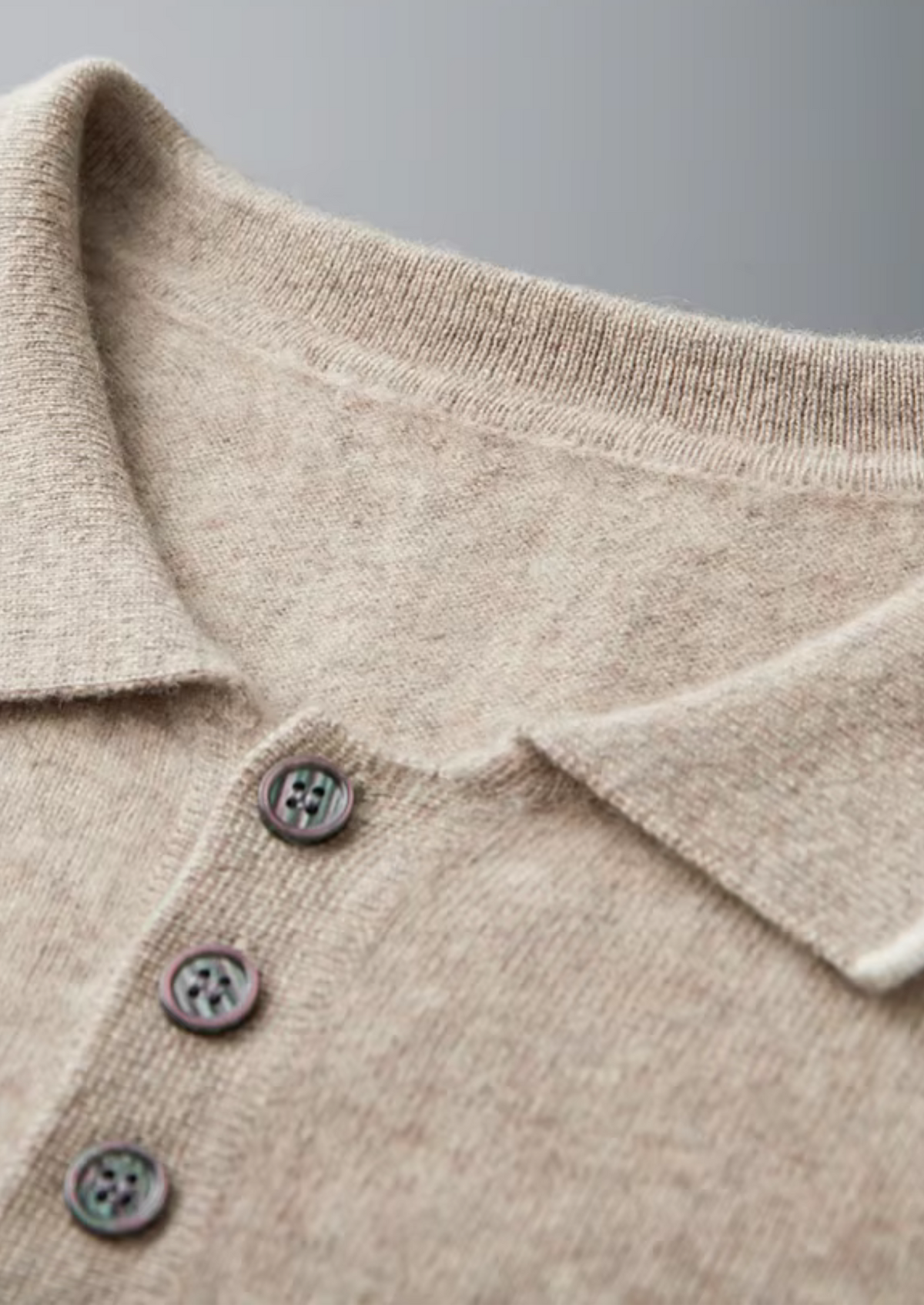 Premium Cashmere Two Tone Button Polo | Portovelli