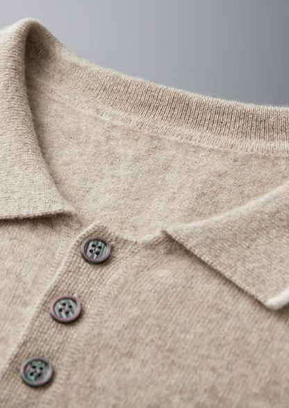 Premium Cashmere Two Tone Button Polo | Portovelli