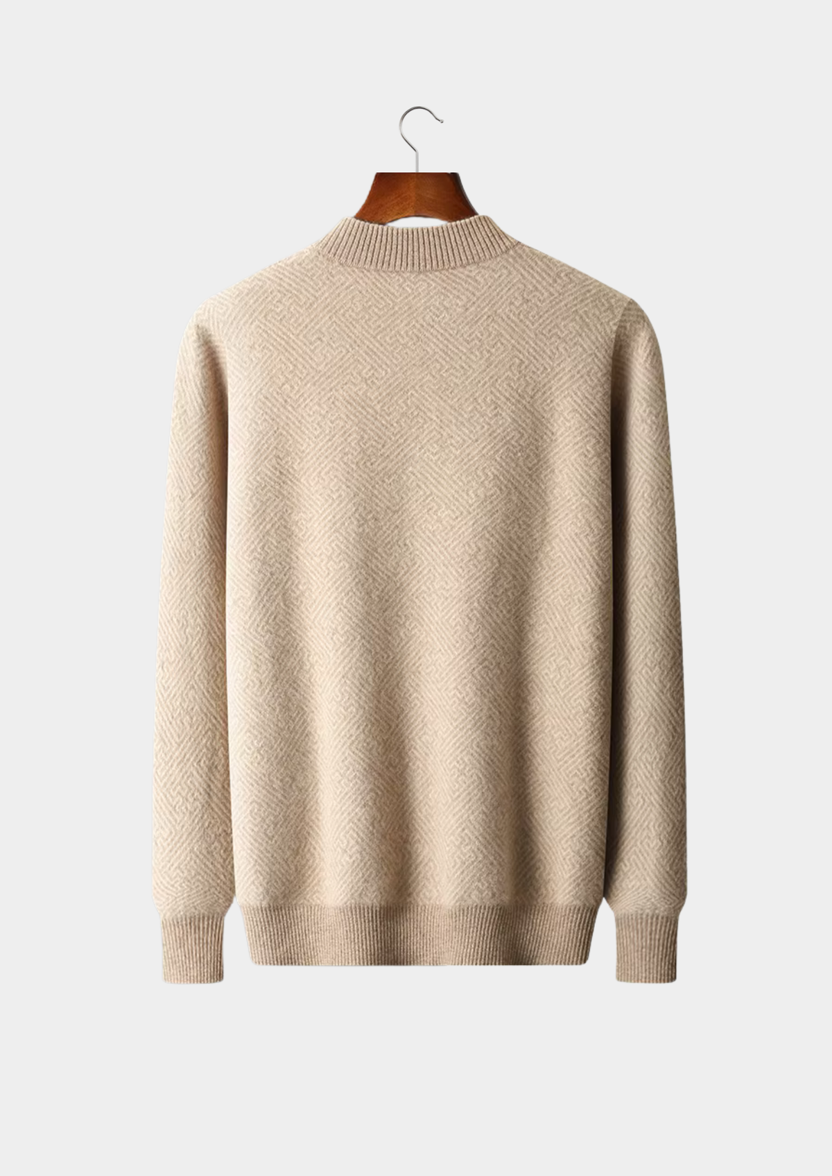 Premium Cashmere Patterned Half-Zip Sweater | Portovelli